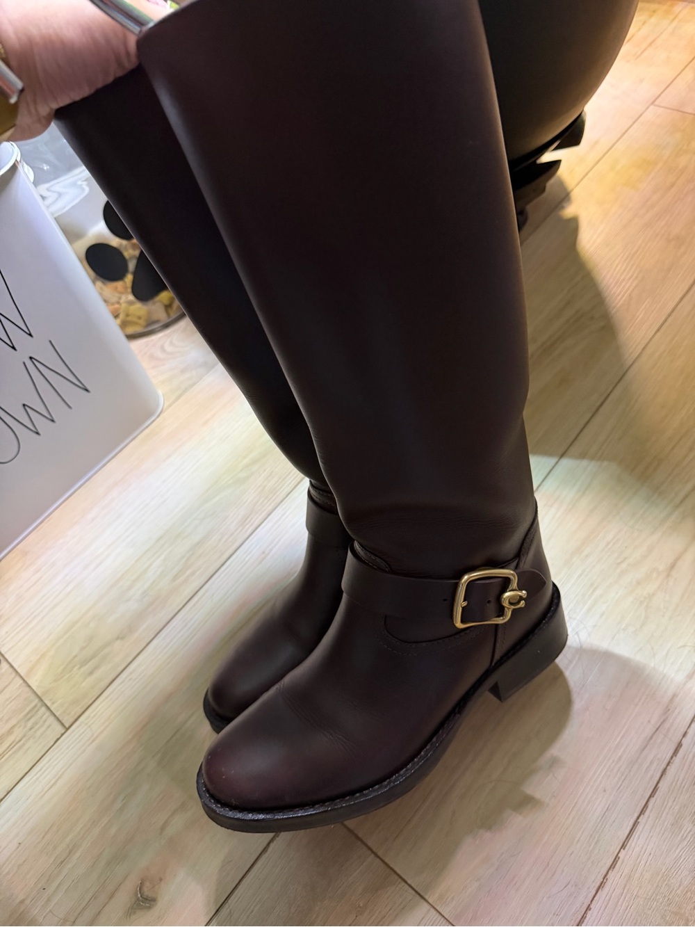 Coach Brown Leather Tall Buckle Riding Boots